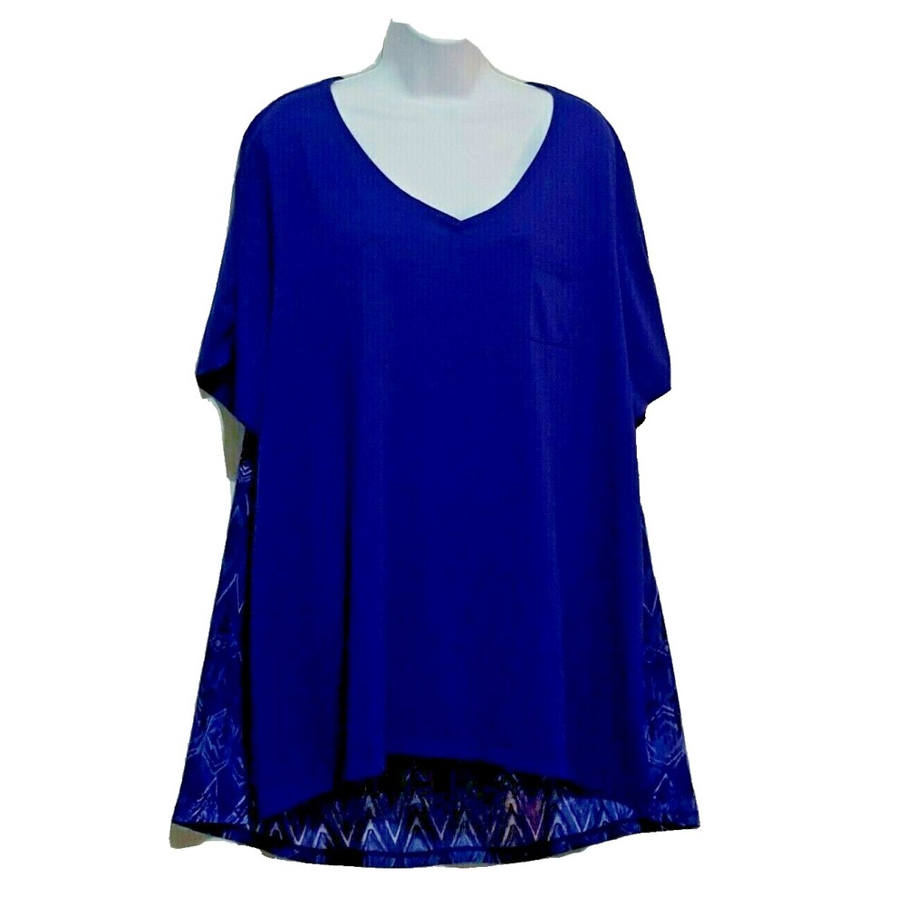 Catherines Women's Top Size 2X High Low Purple Short Sleeve Knit Front
